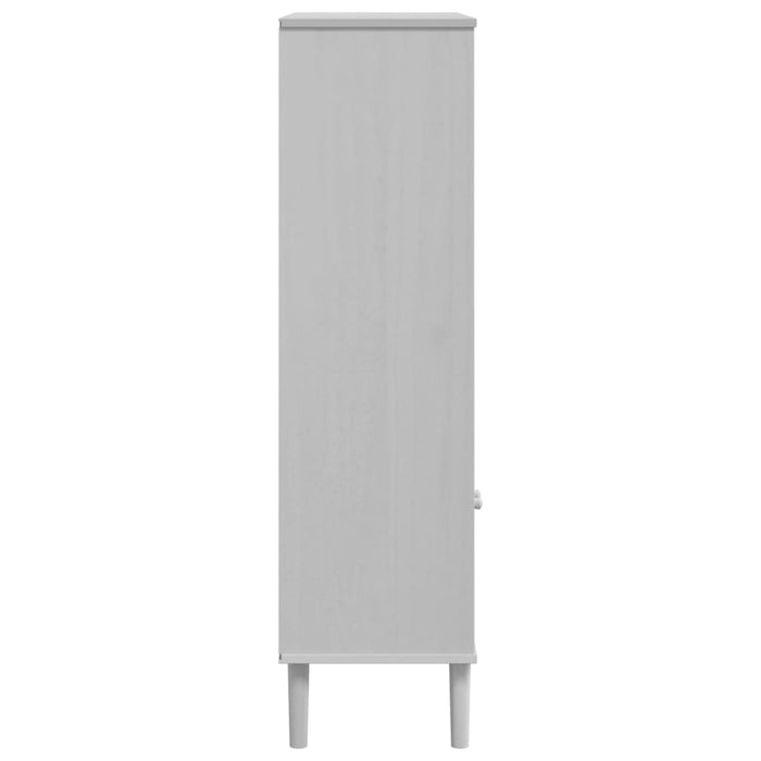 Bibliotecă SENJA, aspect ratan alb, 90x35x130 cm lemn masiv pin - WALTI WALTI