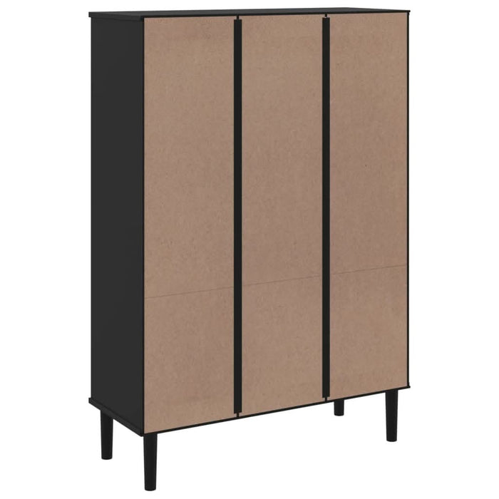 Bibliotecă SENJA aspect ratan negru 90x35x130 cm lemn masiv pin - WALTI WALTI