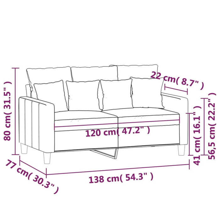 Canapea cu 2 locuri, negru, 120 cm, catifea - WALTI WALTI