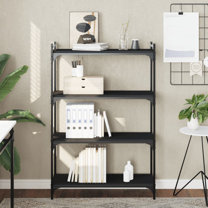 Bibliotecă cu 4 niveluri, negru, 80x30x120 cm, lemn prelucrat - WALTI WALTI