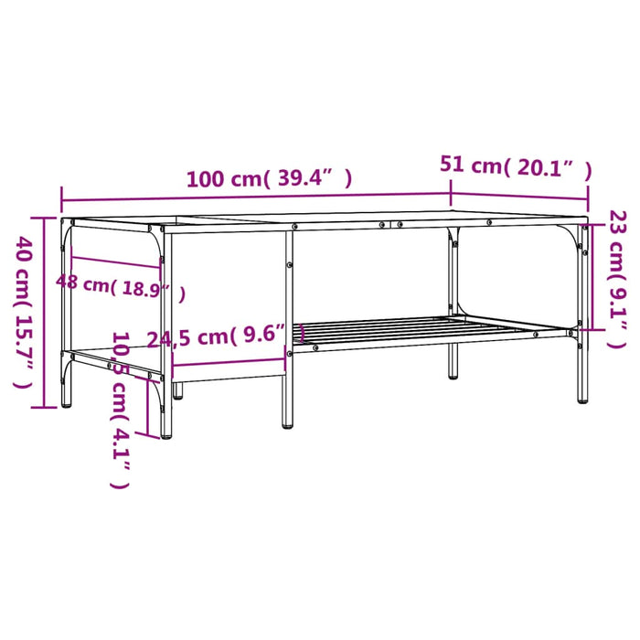 Măsuță de cafea cu raft, stejar sonoma, 100x51x40 cm, lemn - WALTI WALTI