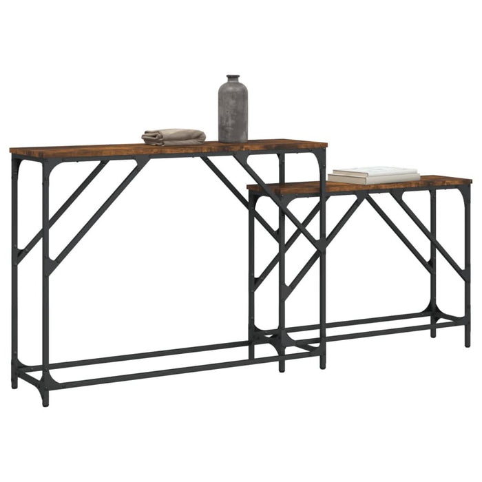 Mese console suprapuse, 2 buc, stejar fumuriu, lemn prelucrat - WALTI WALTI