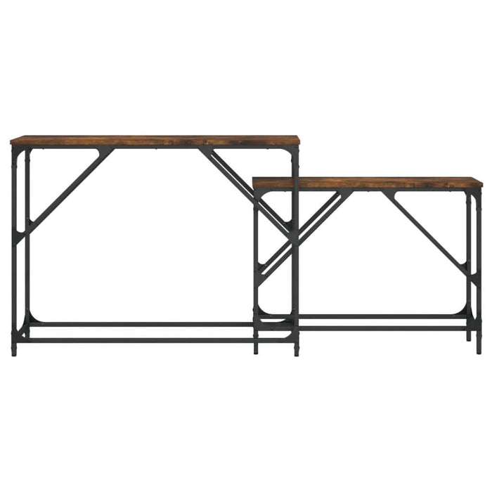 Mese console suprapuse, 2 buc, stejar fumuriu, lemn prelucrat - WALTI WALTI