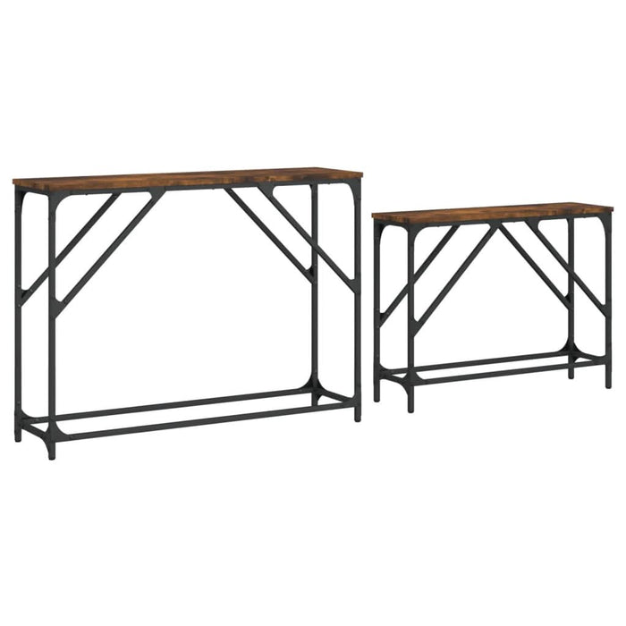Mese console suprapuse, 2 buc, stejar fumuriu, lemn prelucrat - WALTI WALTI