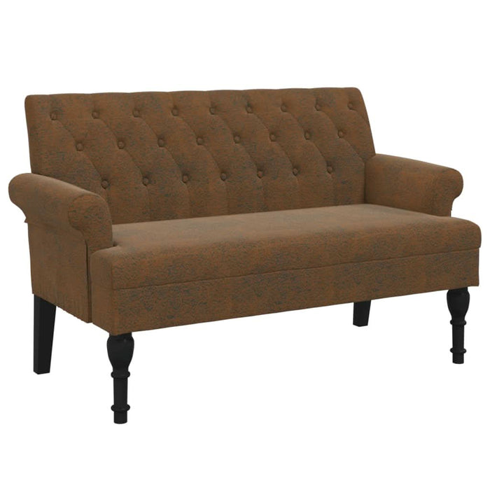Banchetă cu spătar maro 120x62x75,5 cm piele întoarsă ecologică - WALTI WALTI