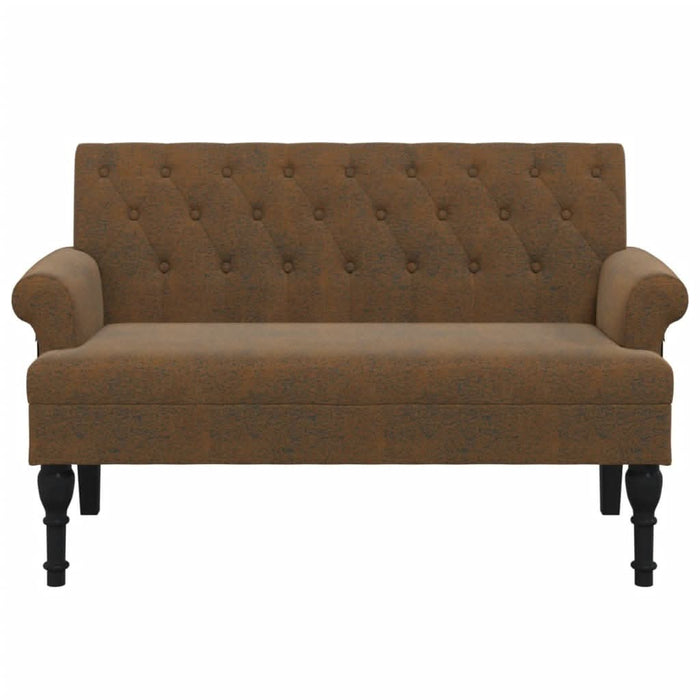 Banchetă cu spătar maro 120x62x75,5 cm piele întoarsă ecologică - WALTI WALTI