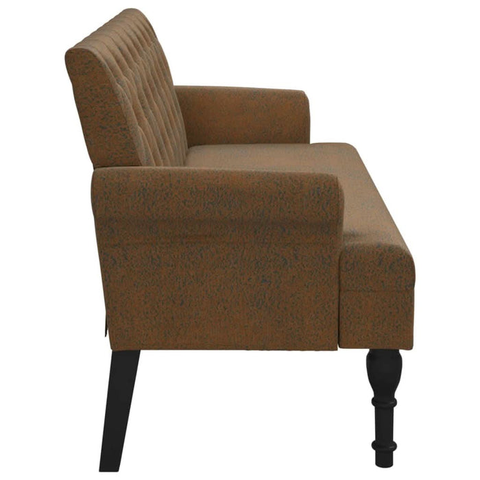 Banchetă cu spătar maro 120x62x75,5 cm piele întoarsă ecologică - WALTI WALTI