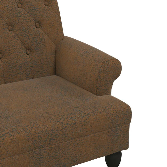 Banchetă cu spătar maro 120x62x75,5 cm piele întoarsă ecologică - WALTI WALTI