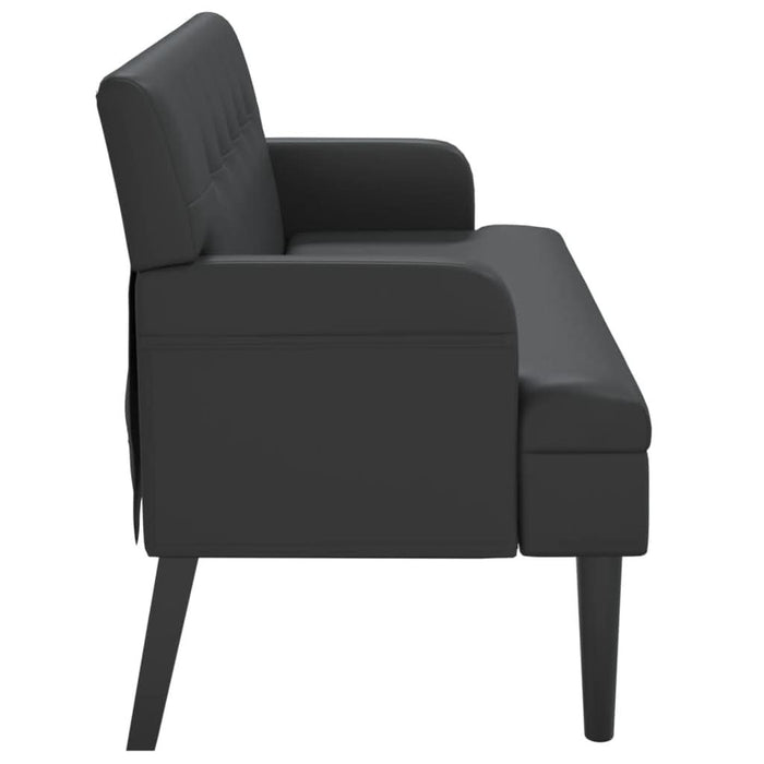 Banchetă cu spătar, negru, 112x65,5x75 cm, piele ecologică - WALTI WALTI
