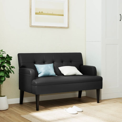 Banchetă cu spătar, negru, 112x65,5x75 cm, piele ecologică - WALTI WALTI