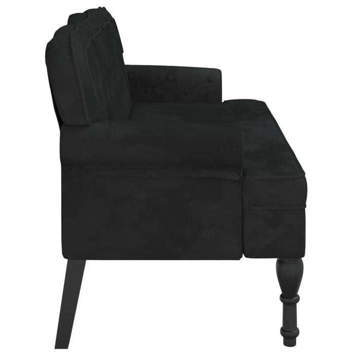 Banchetă cu spătar, negru, 119,5x64,5x75 cm, catifea - WALTI WALTI