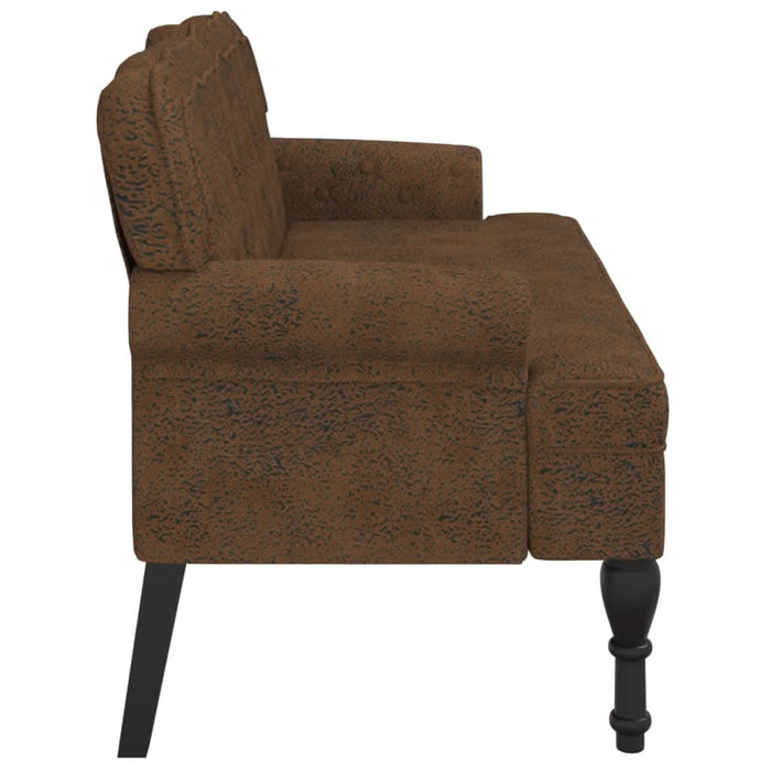Banchetă cu spătar maro 119,5x64,5x75 cm piele întoarsă eco. - WALTI WALTI