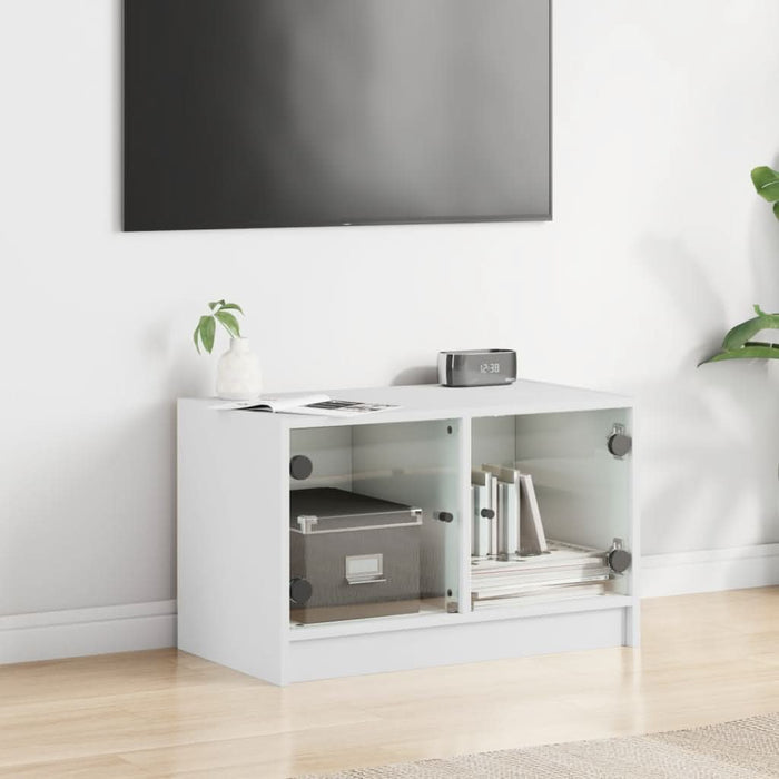 Comodă TV cu uși din sticlă, alb, 68x37x42 cm - WALTI WALTI