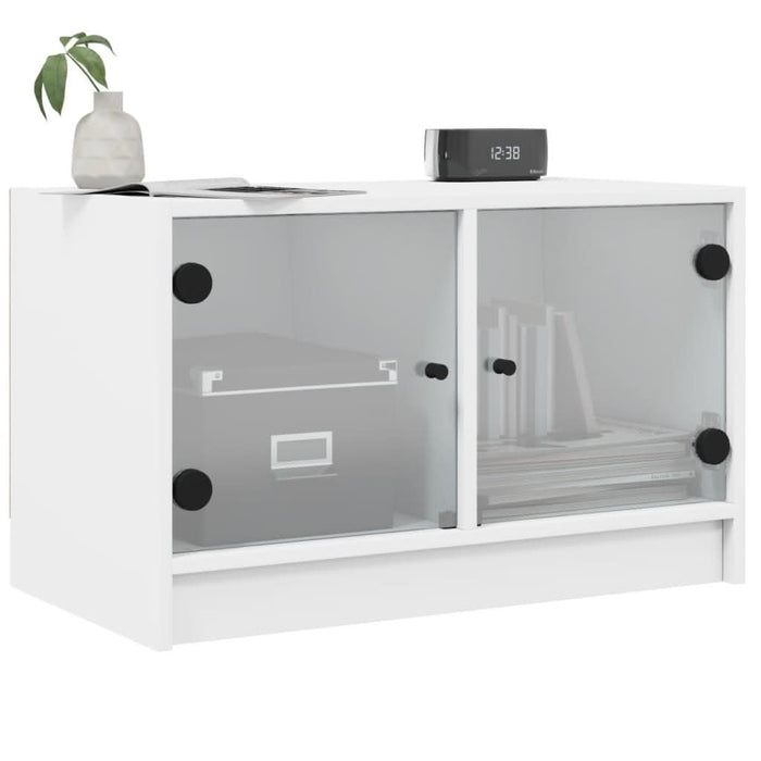 Comodă TV cu uși din sticlă, alb, 68x37x42 cm - WALTI WALTI
