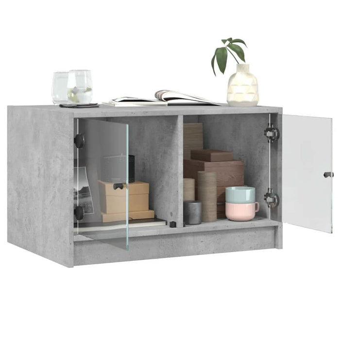 Măsuță de cafea cu uși din sticlă, gri beton, 68x50x42 cm - WALTI WALTI