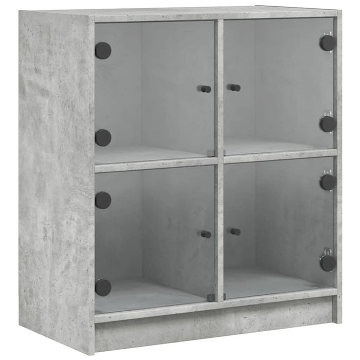 Dulap lateral cu uși din sticlă, gri beton, 68x37x75,5 cm - WALTI WALTI