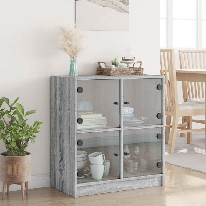 Dulap lateral cu uși din sticlă, gri sonoma, 68x37x75,5 cm - WALTI WALTI