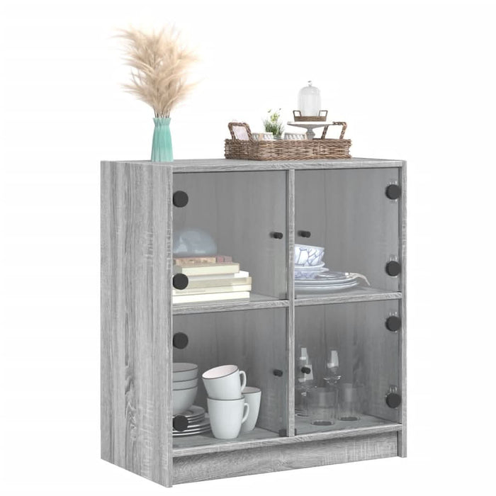 Dulap lateral cu uși din sticlă, gri sonoma, 68x37x75,5 cm - WALTI WALTI