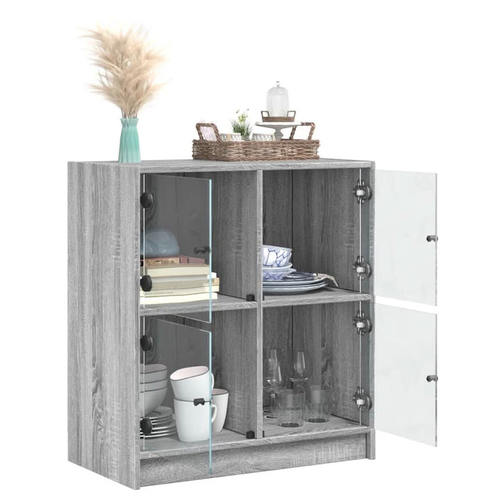 Dulap lateral cu uși din sticlă, gri sonoma, 68x37x75,5 cm - WALTI WALTI