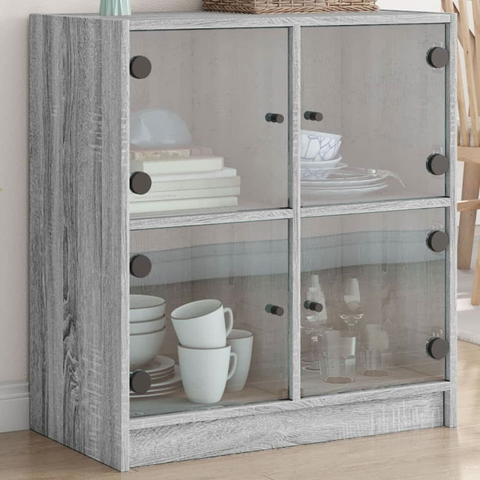 Dulap lateral cu uși din sticlă, gri sonoma, 68x37x75,5 cm - WALTI WALTI