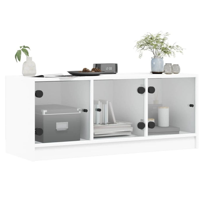 Comodă TV cu uși din sticlă, alb, 102x37x42 cm - WALTI WALTI