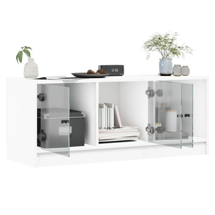 Comodă TV cu uși din sticlă, alb, 102x37x42 cm - WALTI WALTI