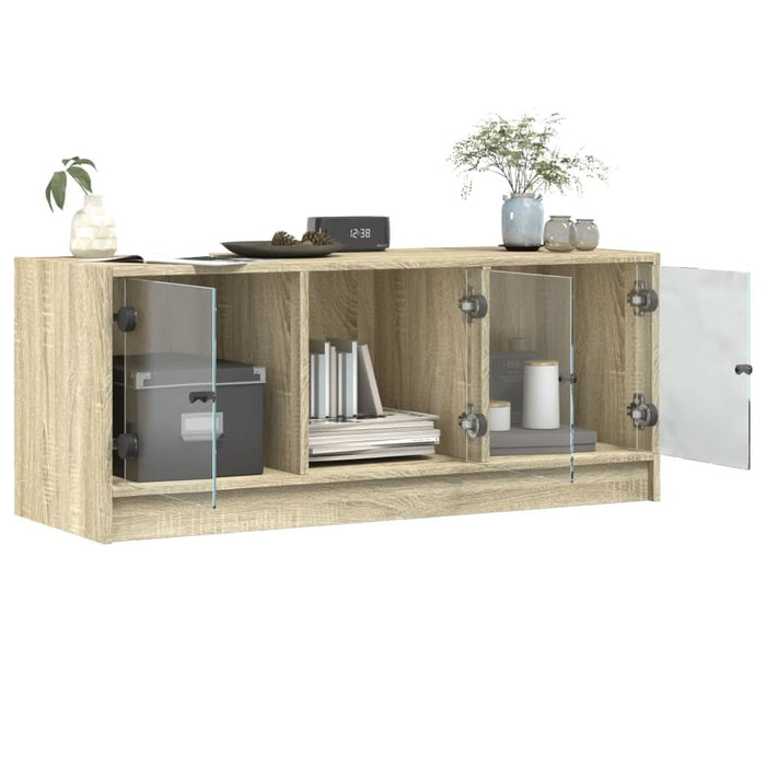Comodă TV cu uși din sticlă, stejar sonoma, 102x37x42 cm - WALTI WALTI