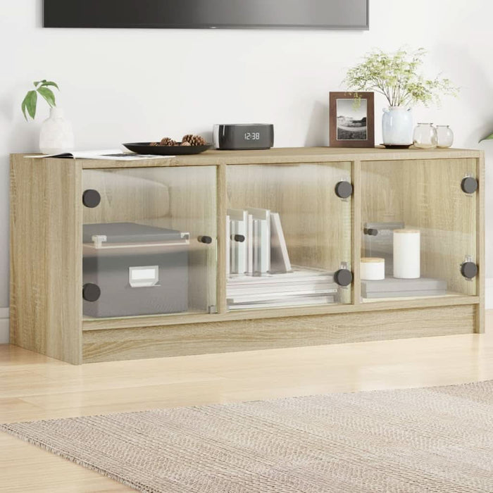 Comodă TV cu uși din sticlă, stejar sonoma, 102x37x42 cm - WALTI WALTI