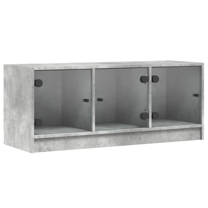 Comodă TV cu uși din sticlă, gri beton, 102x37x42 cm - WALTI WALTI