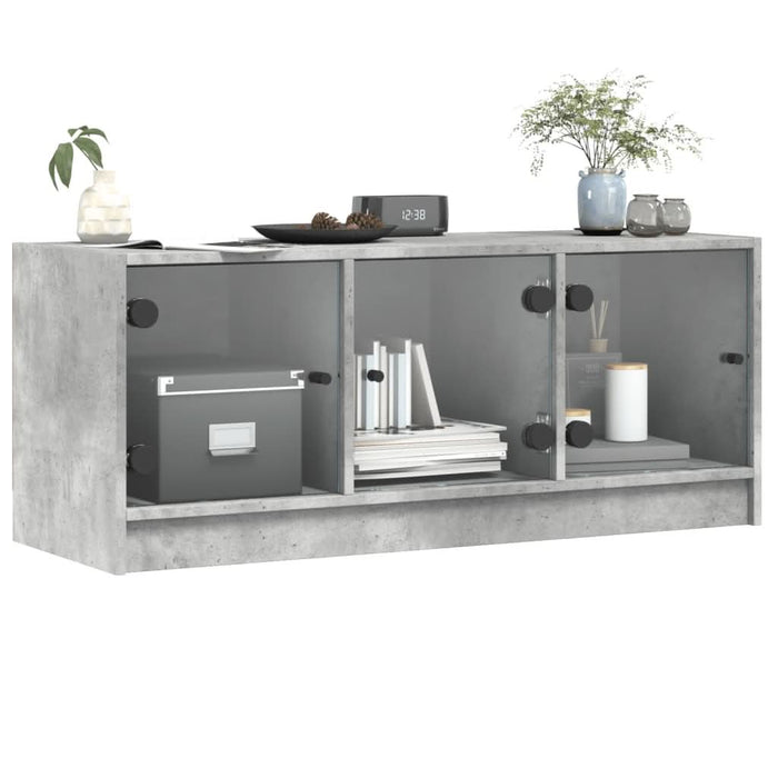Comodă TV cu uși din sticlă, gri beton, 102x37x42 cm - WALTI WALTI