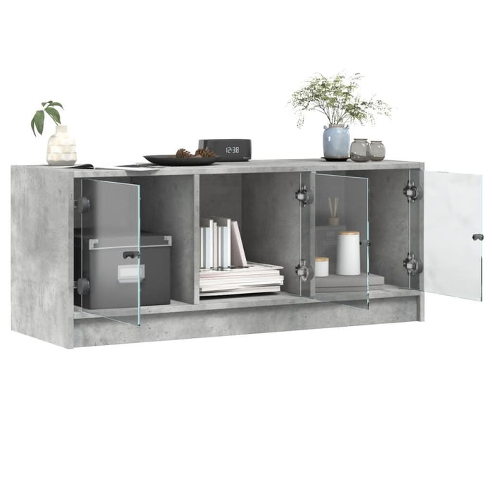 Comodă TV cu uși din sticlă, gri beton, 102x37x42 cm - WALTI WALTI