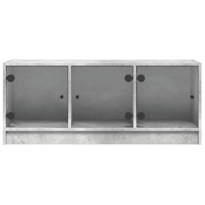 Comodă TV cu uși din sticlă, gri beton, 102x37x42 cm - WALTI WALTI