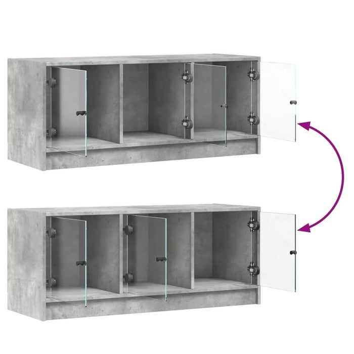 Comodă TV cu uși din sticlă, gri beton, 102x37x42 cm - WALTI WALTI