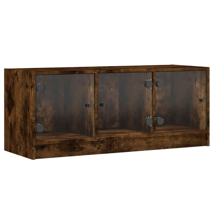 Comodă TV cu uși din sticlă, stejar fumuriu, 102x37x42 cm - WALTI WALTI