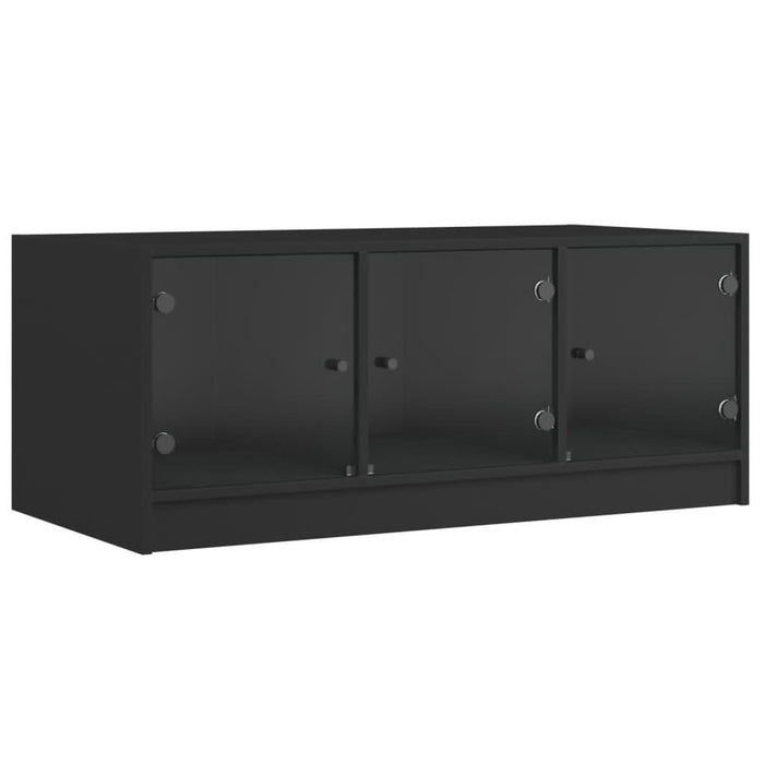 Măsuță de cafea cu uși din sticlă, negru, 102x50x42 cm - WALTI WALTI