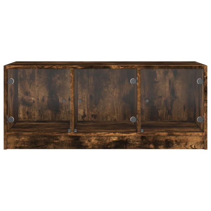 Măsuță de cafea cu uși din sticlă, stejar fumuriu, 102x50x42 cm - WALTI WALTI