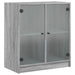 Dulap lateral cu uși din sticlă, gri sonoma, 68x37x75,5 cm - WALTI WALTI