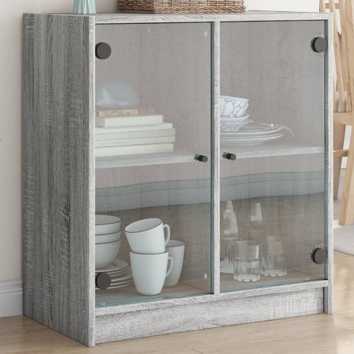 Dulap lateral cu uși din sticlă, gri sonoma, 68x37x75,5 cm - WALTI WALTI