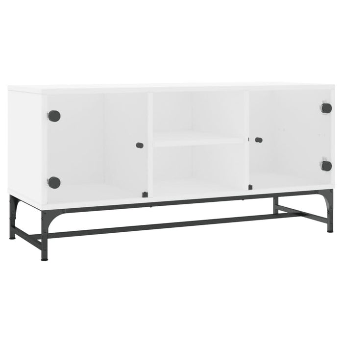 Comodă TV cu uși din sticlă, alb, 102x37x50 cm - WALTI WALTI