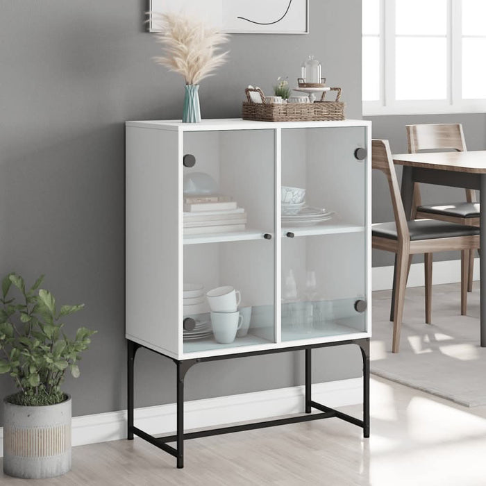 Dulap lateral cu uși din sticlă, alb, 69x37x100 cm - WALTI WALTI