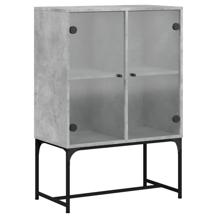 Dulap lateral cu uși din sticlă, gri beton, 69x37x100 cm - WALTI WALTI