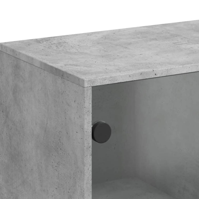 Dulap lateral cu uși din sticlă, gri beton, 69x37x100 cm - WALTI WALTI