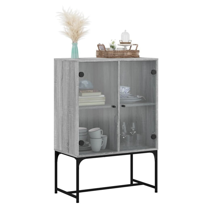 Dulap lateral cu uși din sticlă, gri sonoma, 69x37x100 cm - WALTI WALTI