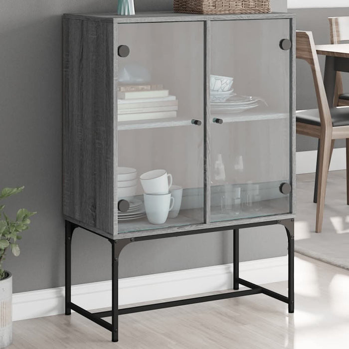 Dulap lateral cu uși din sticlă, gri sonoma, 69x37x100 cm - WALTI WALTI