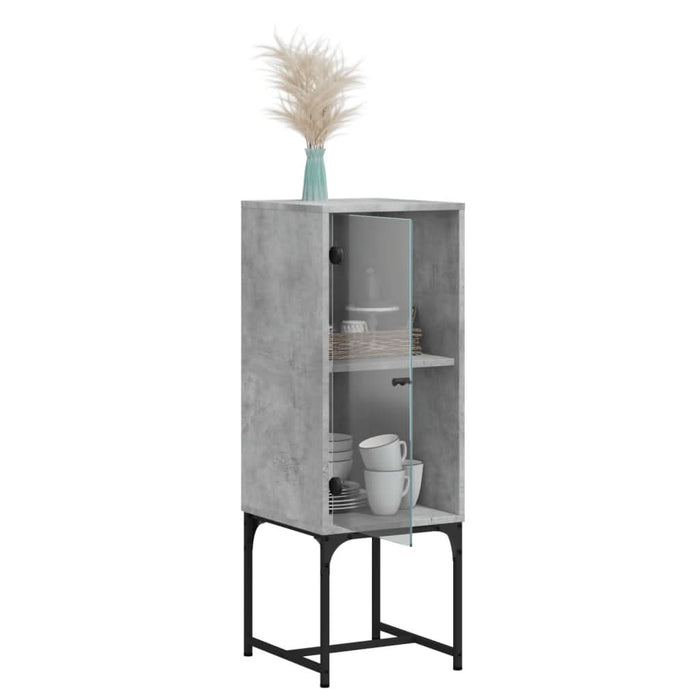 Dulap lateral cu uşă din sticlă, gri beton, 35x37x100 cm - WALTI WALTI
