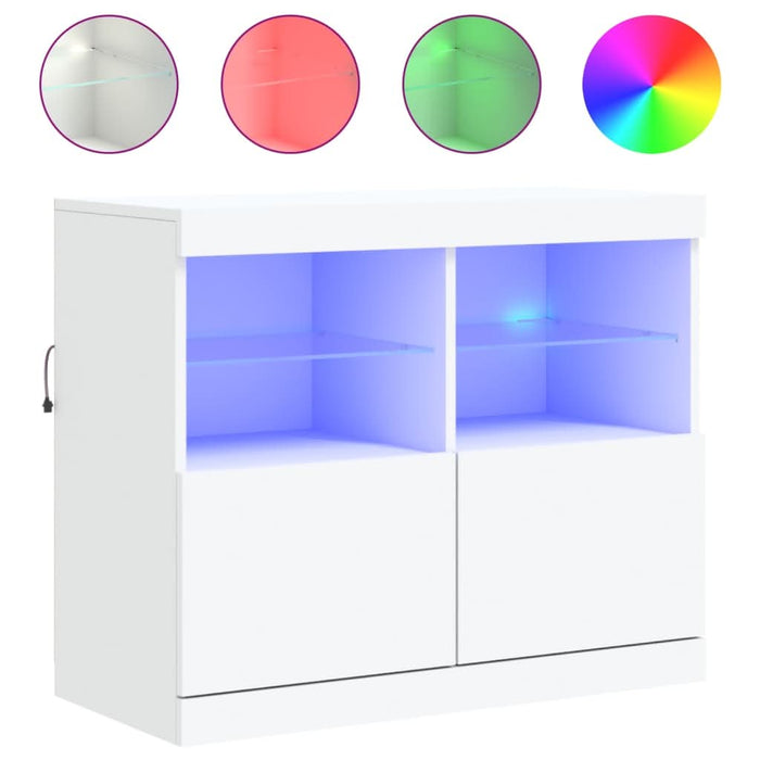 Servantă cu lumini LED, alb, 81x37x67 cm - WALTI WALTI