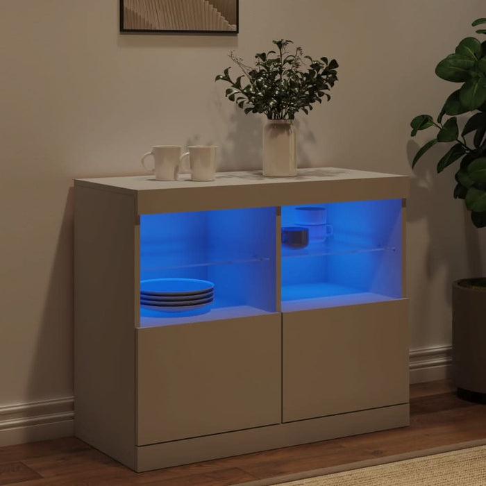 Servantă cu lumini LED, alb, 81x37x67 cm - WALTI WALTI