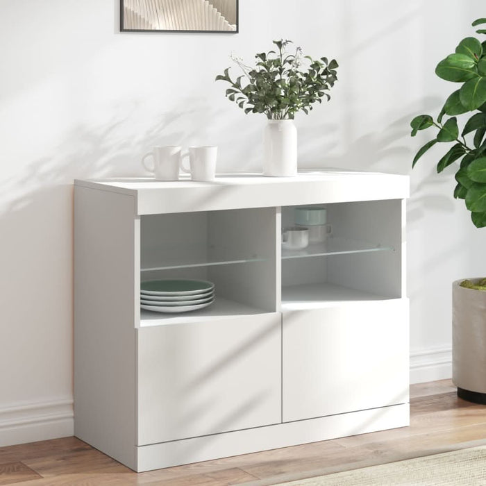 Servantă cu lumini LED, alb, 81x37x67 cm - WALTI WALTI