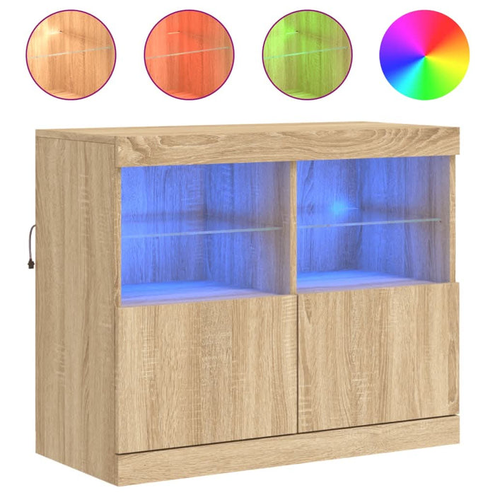 Servantă cu lumini LED, stejar sonoma, 81x37x67 cm - WALTI WALTI
