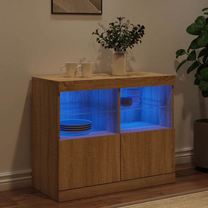 Servantă cu lumini LED, stejar sonoma, 81x37x67 cm - WALTI WALTI